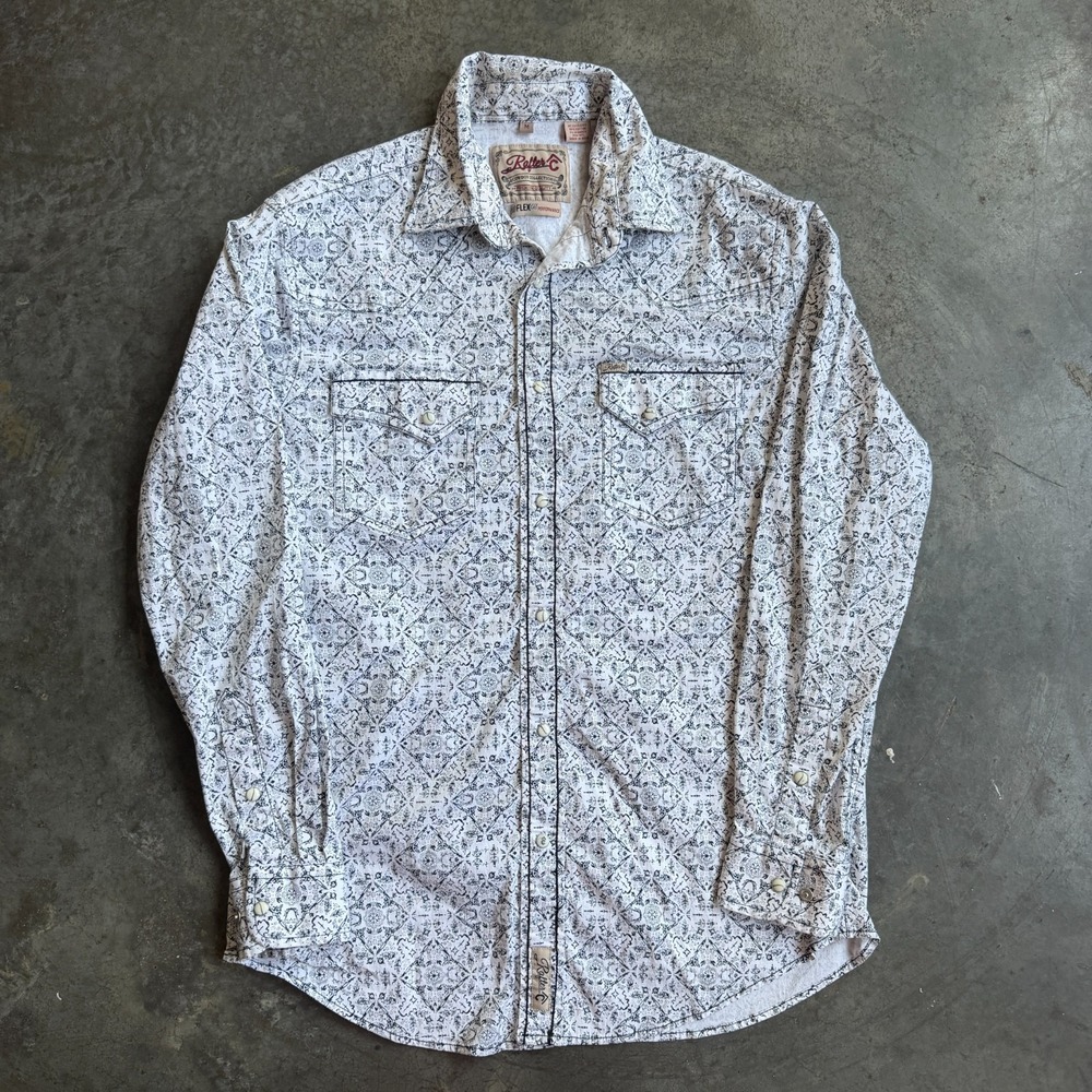 Rafter C Cowboy Collection Men's M Pearl Snap Western Shirt Paisley ProFlex 45